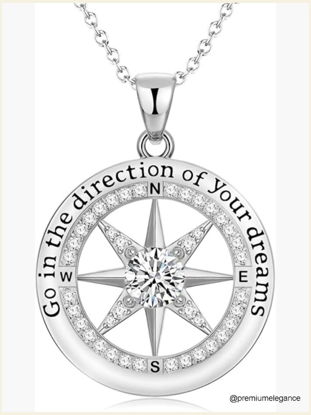 925 Sterling Silver Compass Graduation Necklace Gift for Her
